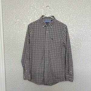 Chaps Black and White Plaid Button Down Shirt